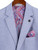 Vinci Modern Fit Textured Sportcoat with Built in Pocket Square - Light Blue