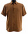 Bassiri Plaid Tonal Weave Short Sleeve Camp Shirt - Cognac