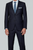 Barocci Super 130's Blue Windowpane Italian Suit - Flat Front Slacks - Classic Fit
