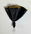 Black Satin 2-in-1 Pouf Round Pocket Square with Bright Gold Trim