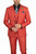 Vinci 2-Button Brick Red Textured Weave Suit with DB Vest - Modern Fit
