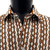 Bassiri Weaved Chenille Knit Long Sleeve Shirt - Rust Vertical Arrow Stripes