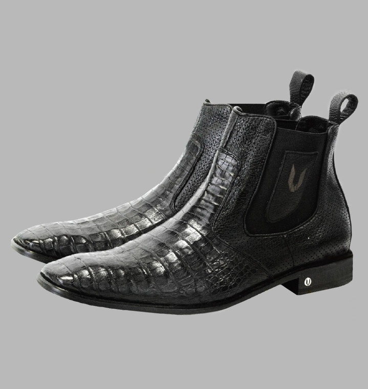 Men's Black Vestigium Boots Genuine Caiman Belly Chelsea Boots
