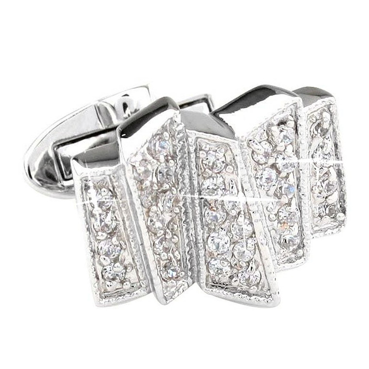 Geometric Diamond Swarovski® Crystal Cufflinks (V-CF-C1002C-S)