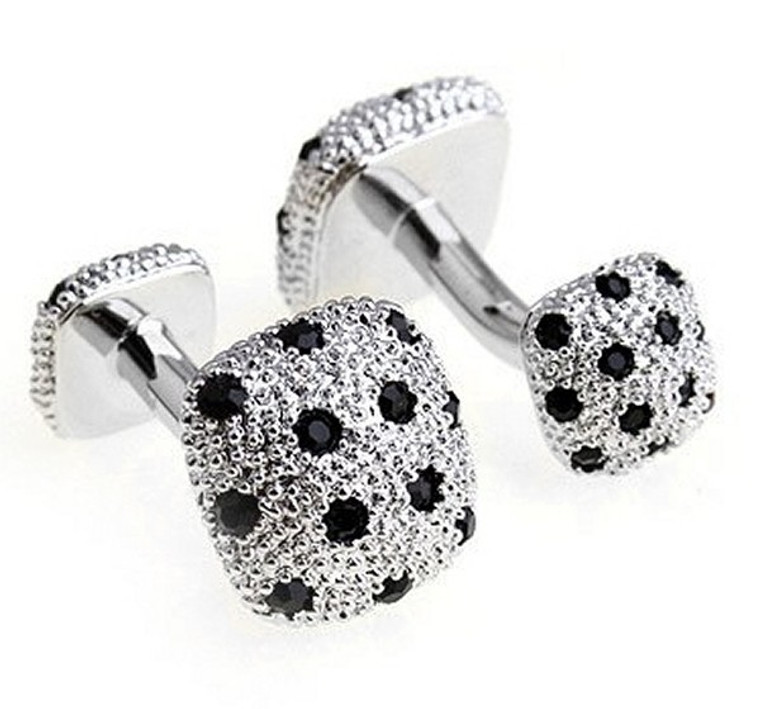 Double-Sided Knob Black Swarovski® Crystal Cufflinks (V-CF-V00001B)