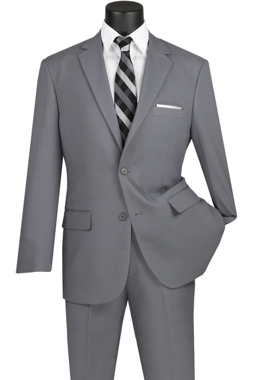 Lucci 2-Button with Flat Front Slacks Budget Suit - Medium Grey