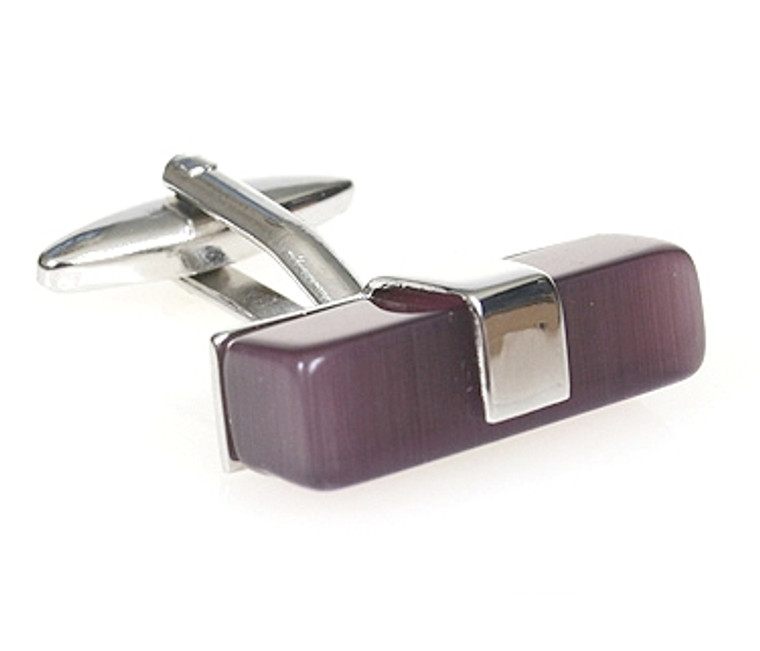 X-Long Purple Cat's Eye Bar Cufflinks (V-CF-56019PR-S)