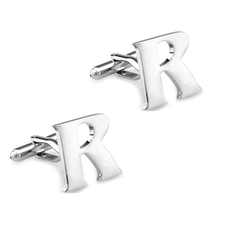 Large Personalized Initial Cufflinks - Letter R 