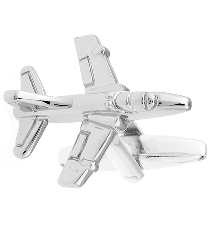FA4 Fighter Jet Silver Cufflinks (V-CF-M6140-S)
