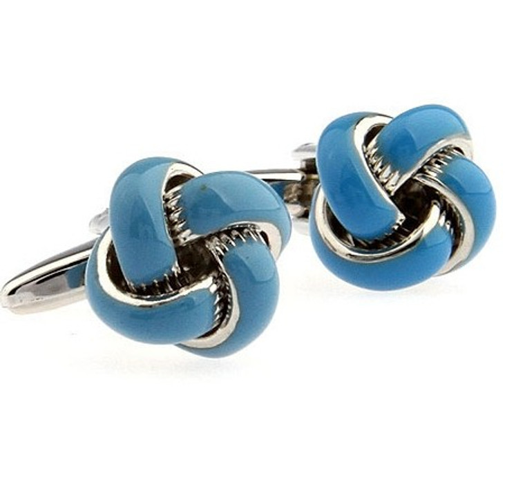 Blue Enamel Classic Love Knot Cufflinks (V-CF-C510032BL)