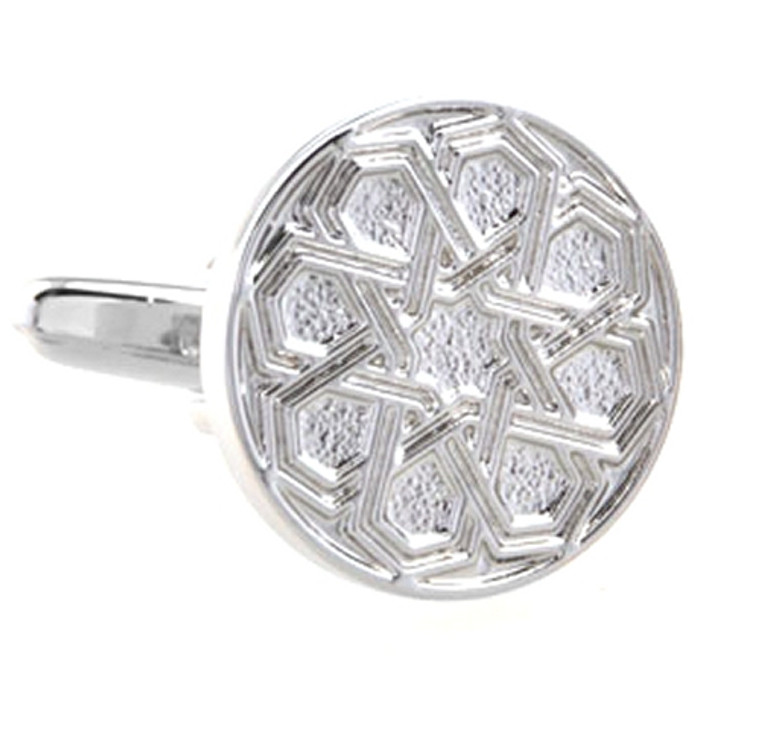 Silver Detailed Disc Cufflinks (V-CF-M52754S)