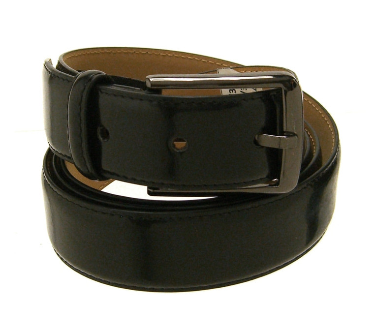 Bellissimo Genuine Leather Black Gloss Belt