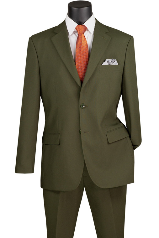 Lucci 2-Button with Flat Front Slacks Budget Suit - Olive