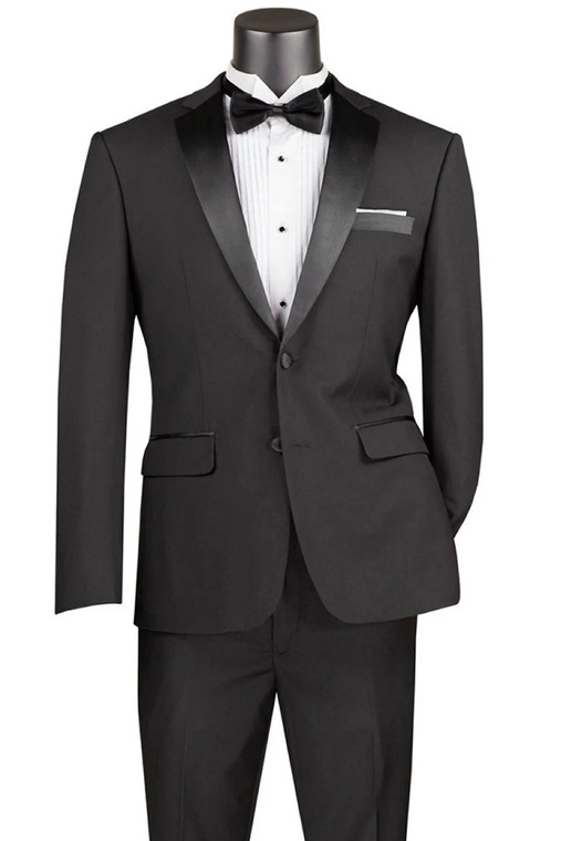 Vinci 2-Button Black Classic Tuxedo - Slim Fit
