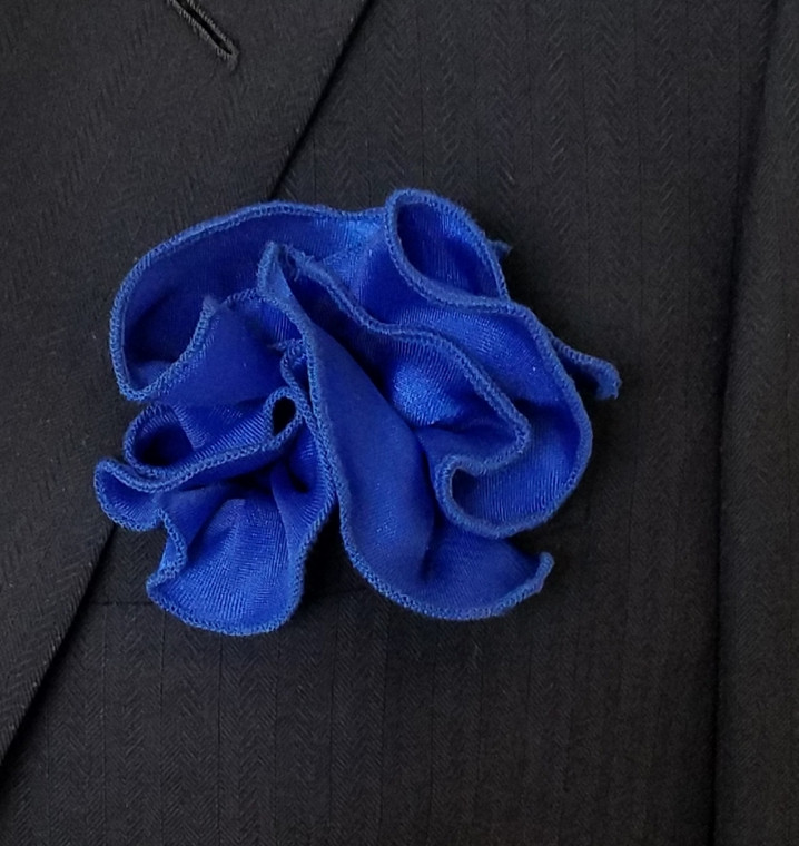 Antonio Ricci 2-in-1 Pouf Round Pocket Square - Royal Trim on Royal