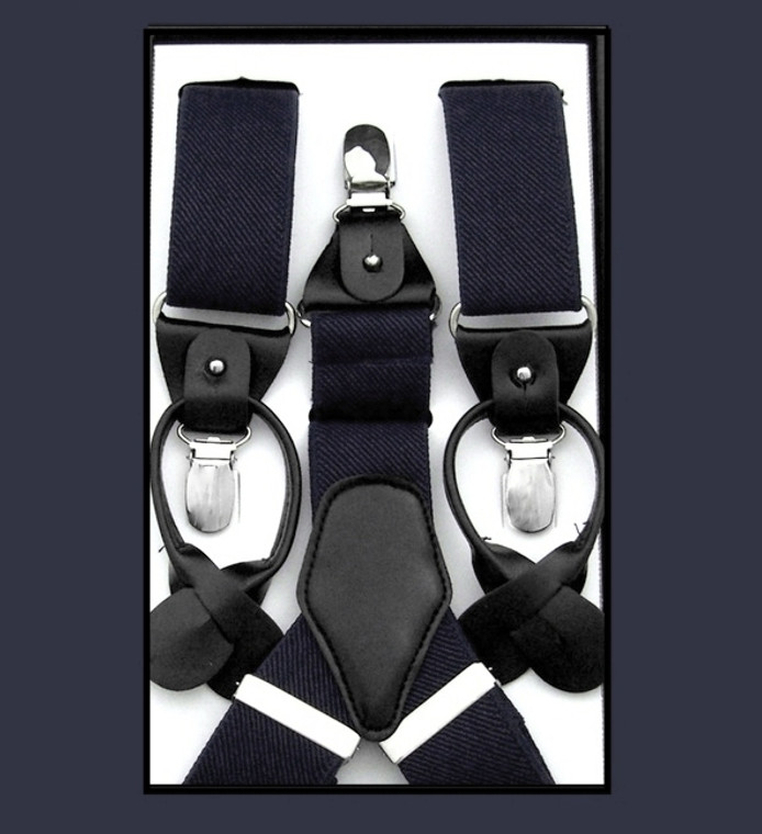  Antonia Convertible Button & Clip Stretch Braces - Suspenders - Navy