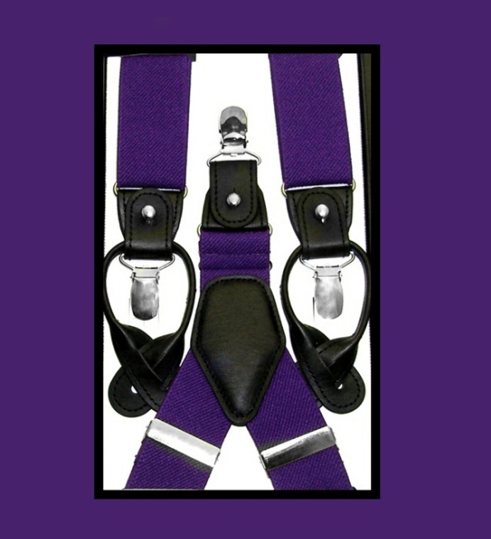 Antonia Convertible Button & Clip Stretch Braces - Suspenders - Purple