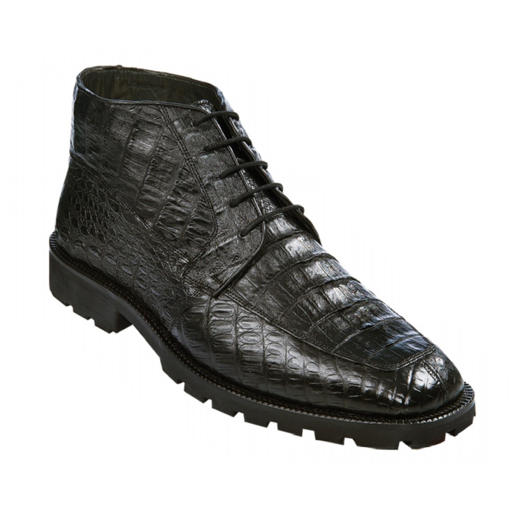 Los Altos Genuine Black Caiman Belly Ankle Boot