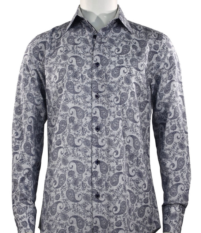 St. Cado Light Blue Paisley Fashion Shirt - Slim Fit