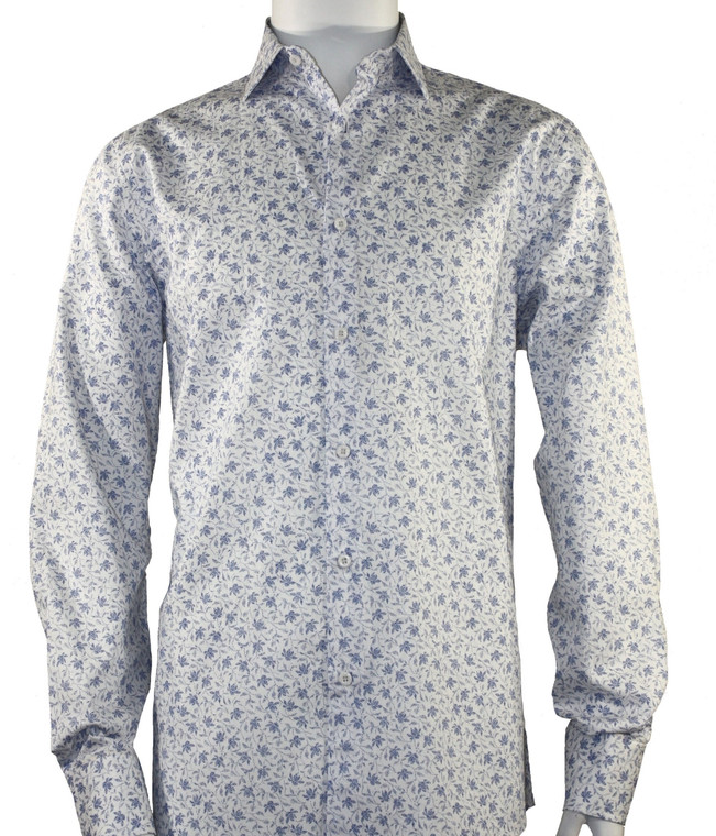 St. Cado Light Blue Petite Floral Fashion Shirt