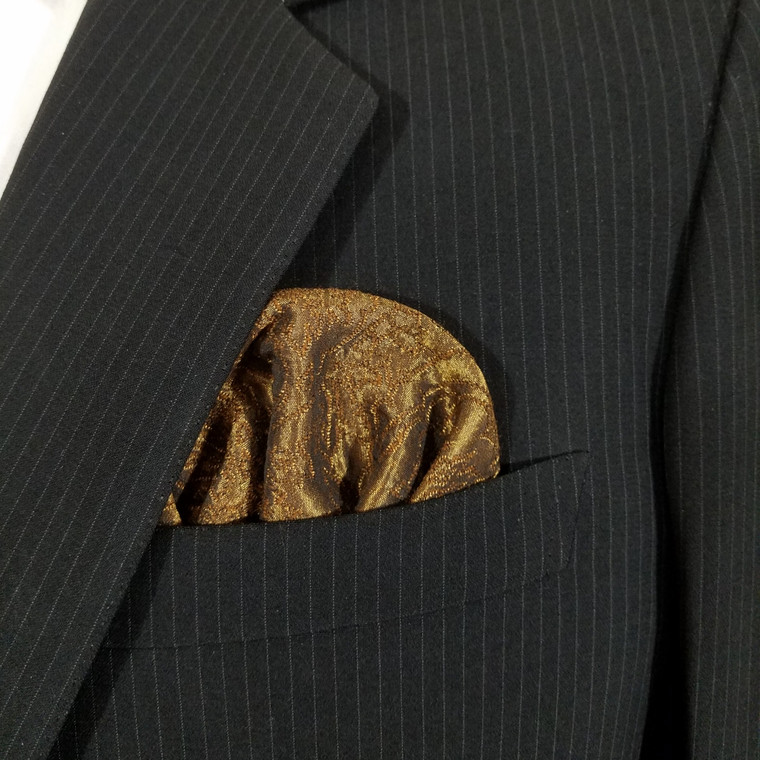 Bronze 100% Jacquard Silk Pre-Folded Pocket Square Insert