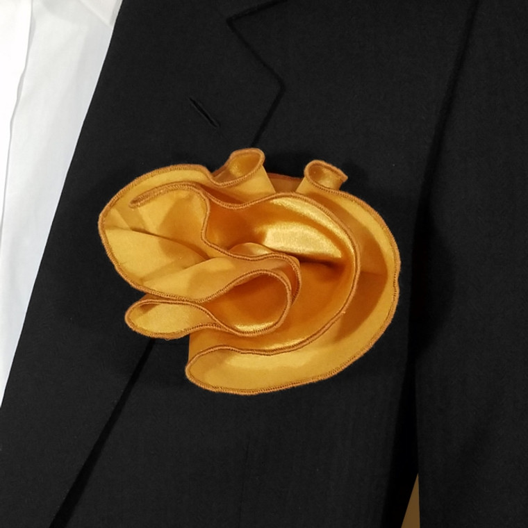 2-in-1 Pouf Round Pocket Square - Rich Gold