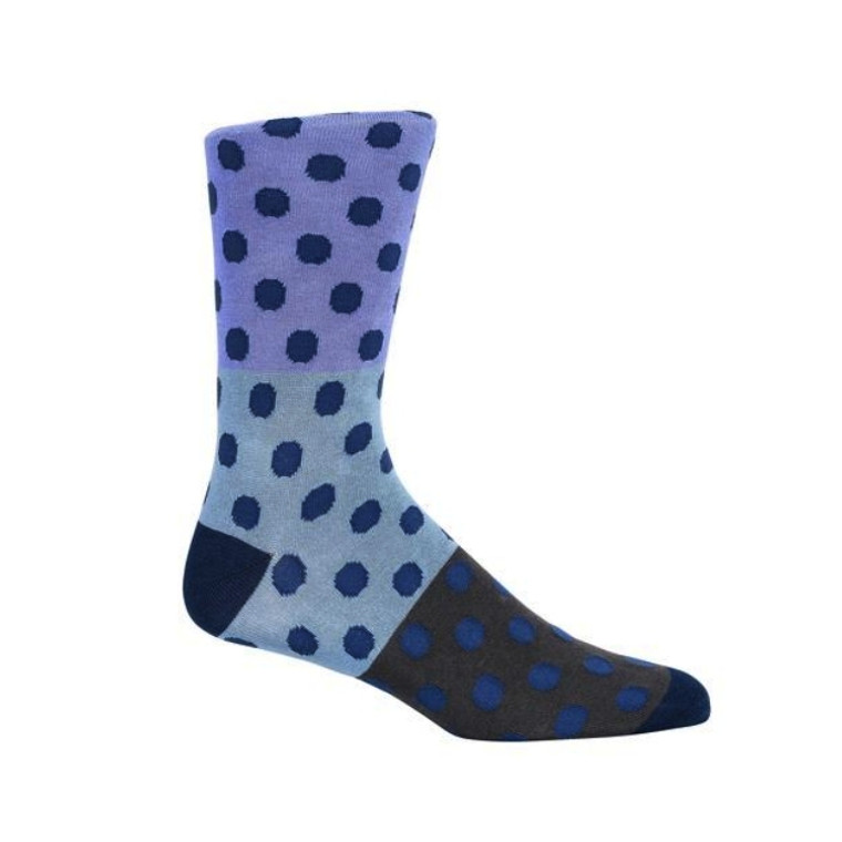 ThreadJar Premium Cotton & Spandex Socks - Blue & Purple Dot 