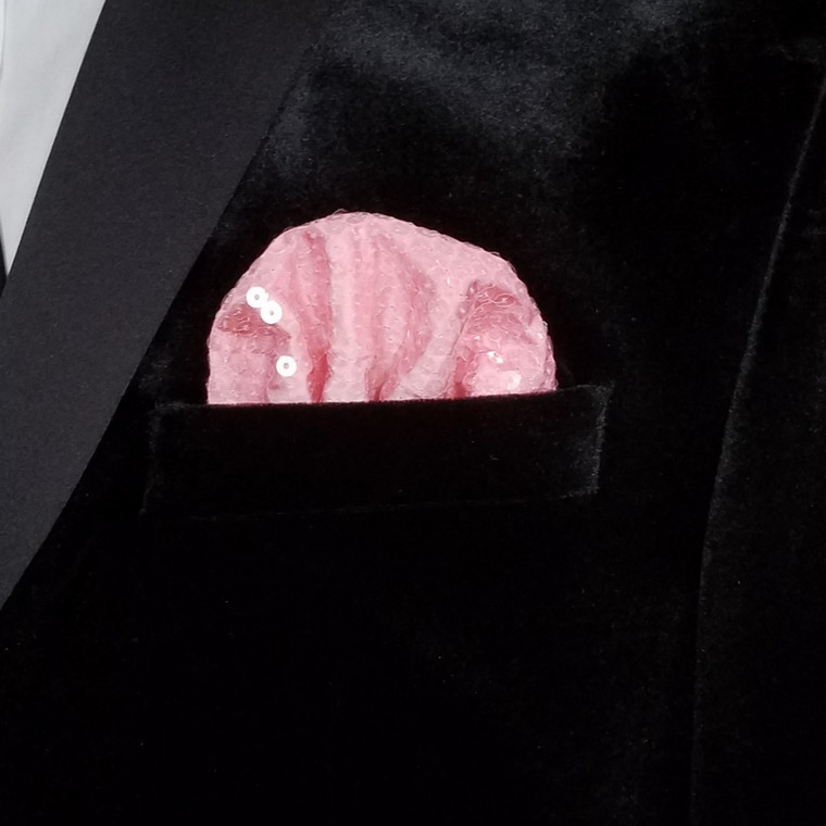 Men's Sequin Pre-Folded Pocket Square Insert - Pink Ombre