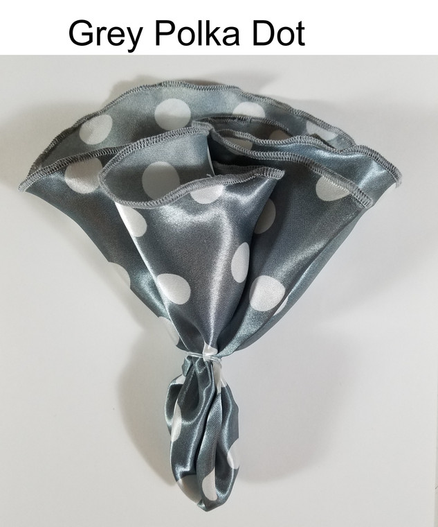 2in1 Pouf Round Pocket Square Grey Polka Dot Vavra's Menswear