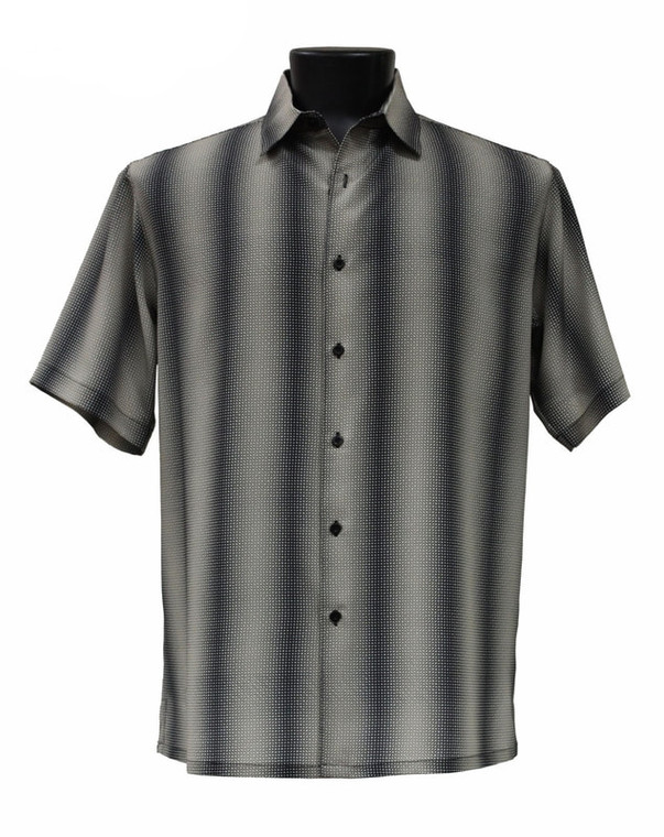  Bassiri Short Sleeve Camp Shirt - Tan & Black Ombre