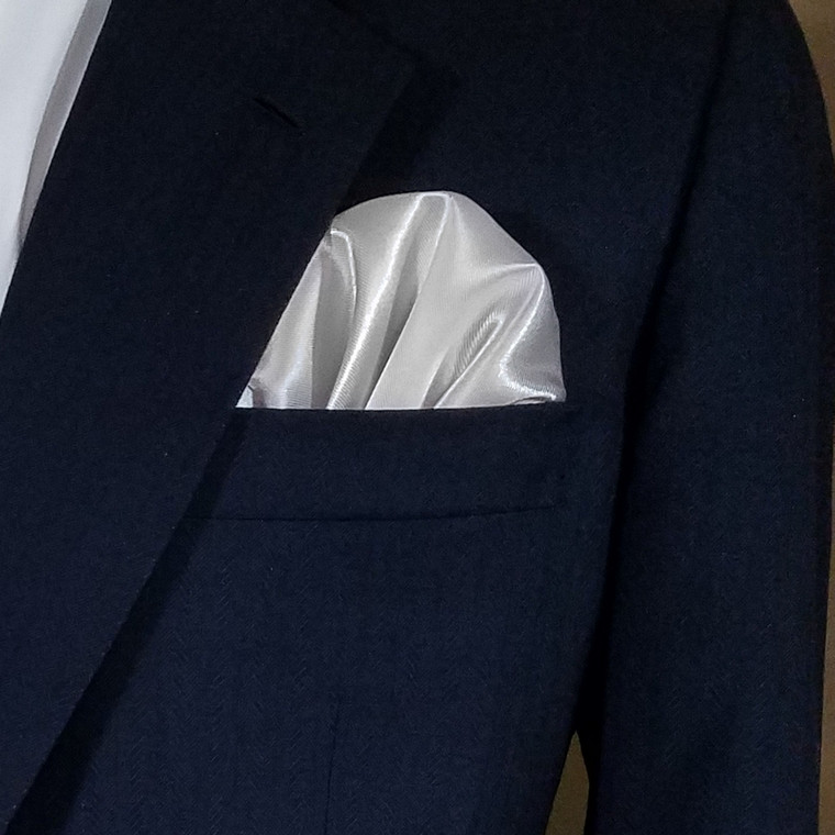 Silver Grey Satin Pre-Folded Pocket Square Insert