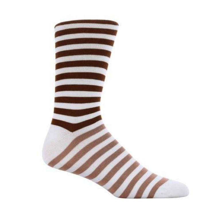 ThreadJar Premium Cotton & Spandex Socks - Brown & Tan Stripes