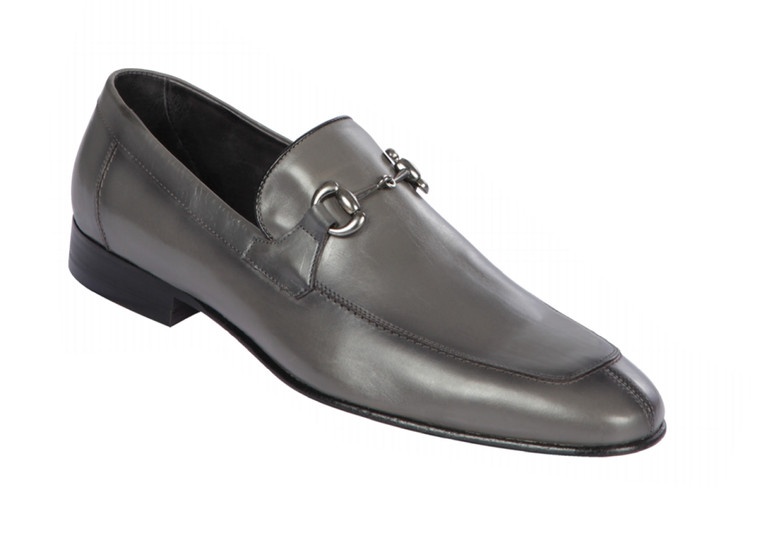 Clearance: Lombardy - Genuine Calf Leather Horsebit Dress Loafer - Grey