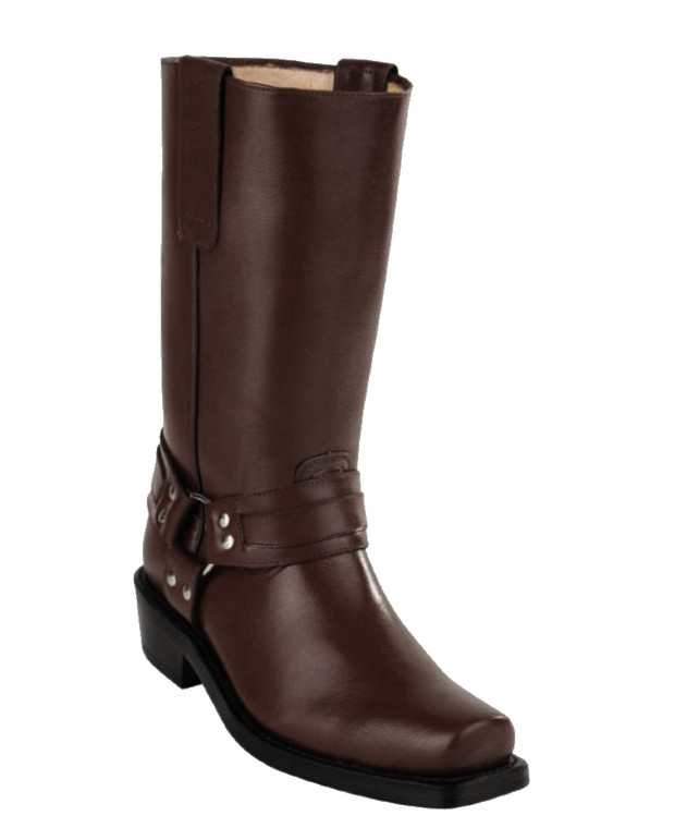 Clearance: Original Michel Boot Co. Brown Leather Tall Biker Boot 