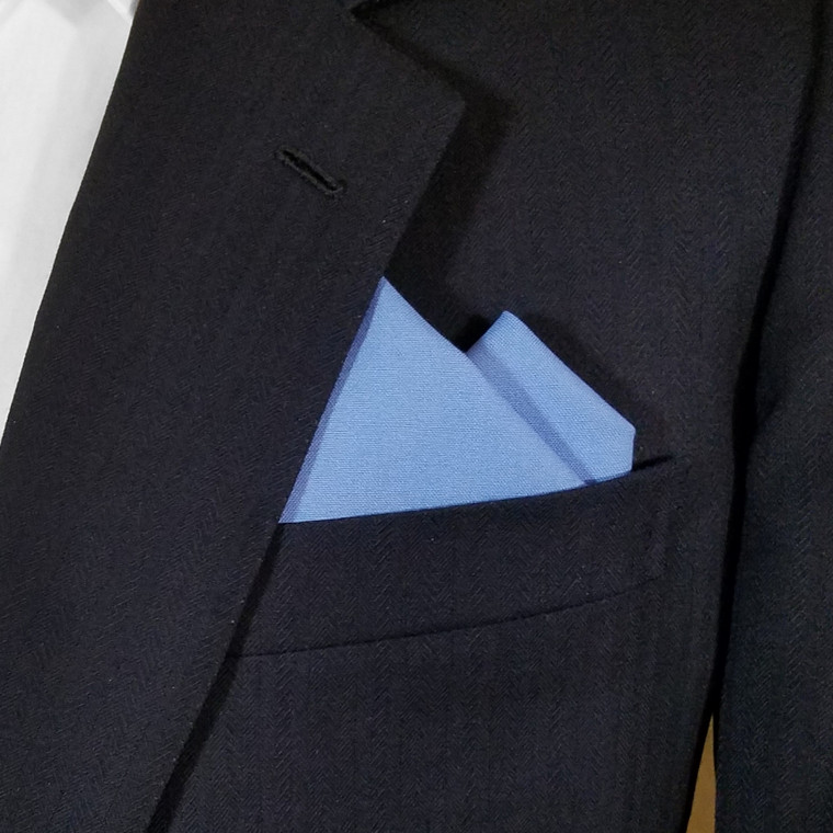 Periwinkle Blue 100% Cotton Pre-Folded Pocket Square Handkerchief Insert - 2 Point
