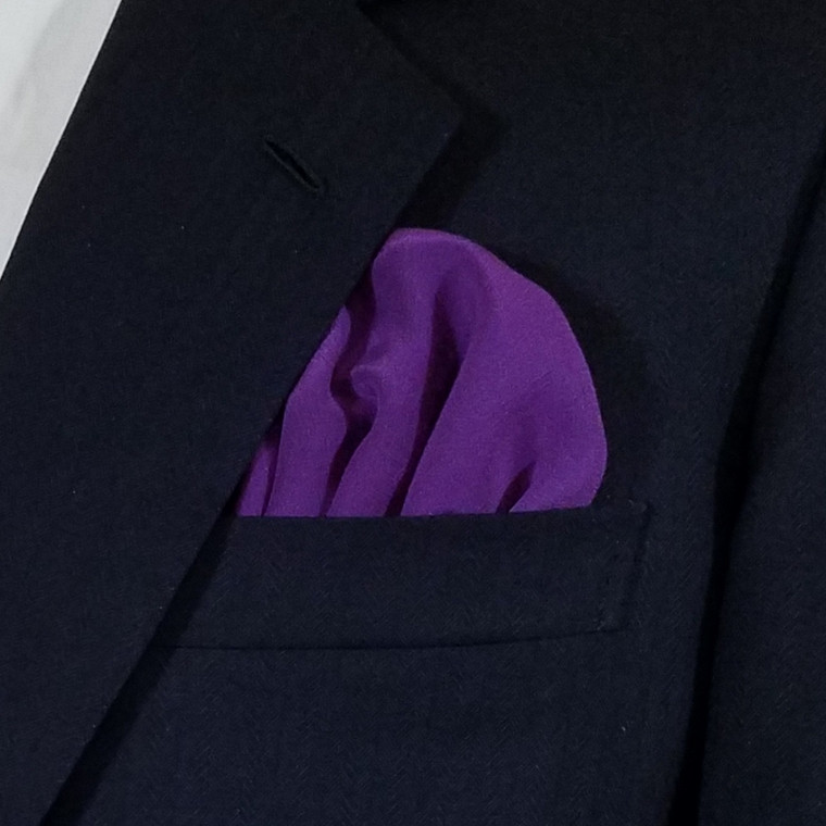 Deep Purple 100% Silk Pre-Folded Pocket Square Insert