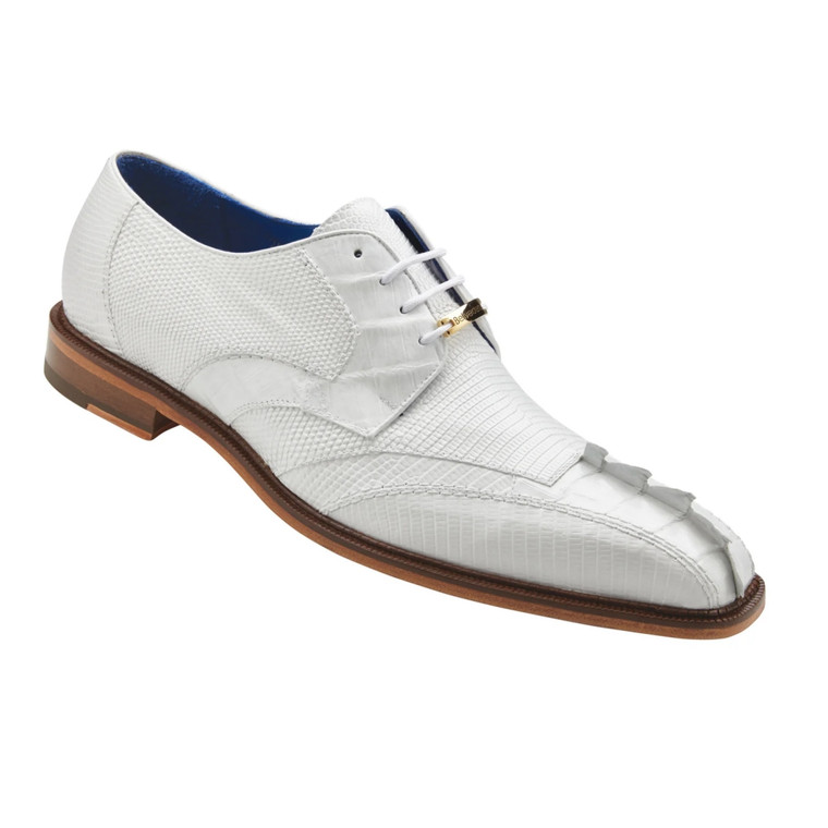 Belvedere Genuine Hornback & Lizard Dress Tie Shoe - White