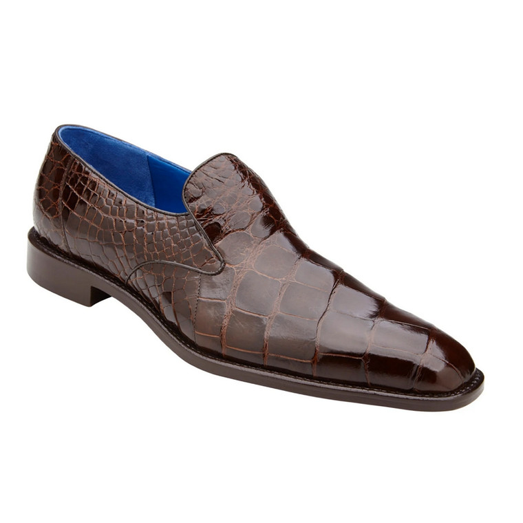 Belvedere Genuine Alligator Slip-On Loafer Shoe - Brown