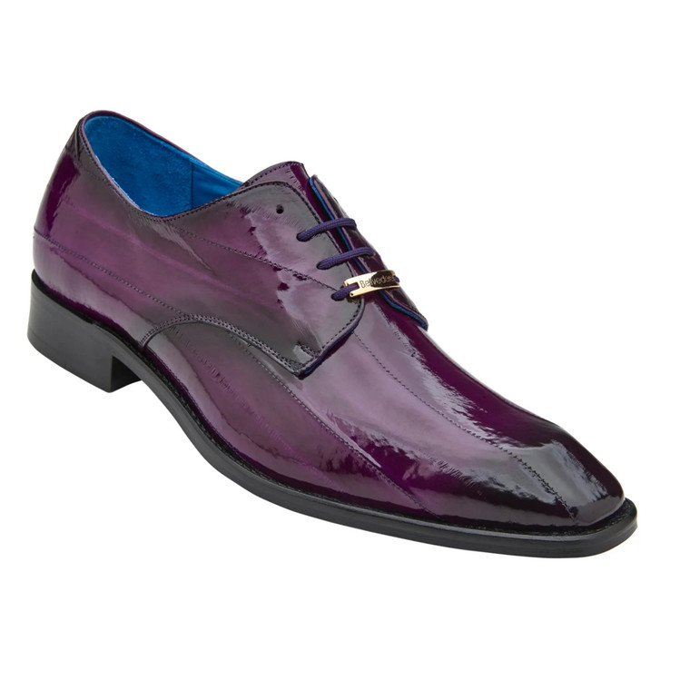  Belvedere Genuine 100% Eel Hand Painted Dress Tie Shoe - Purple