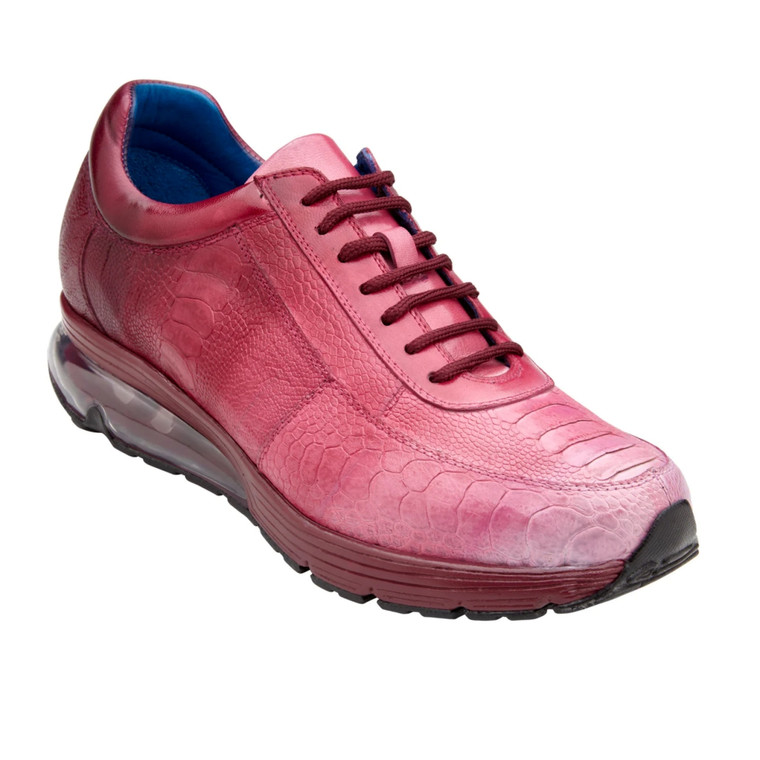 Belvedere Genuine Ostrich Leg Sneaker - Pink Hand Painted