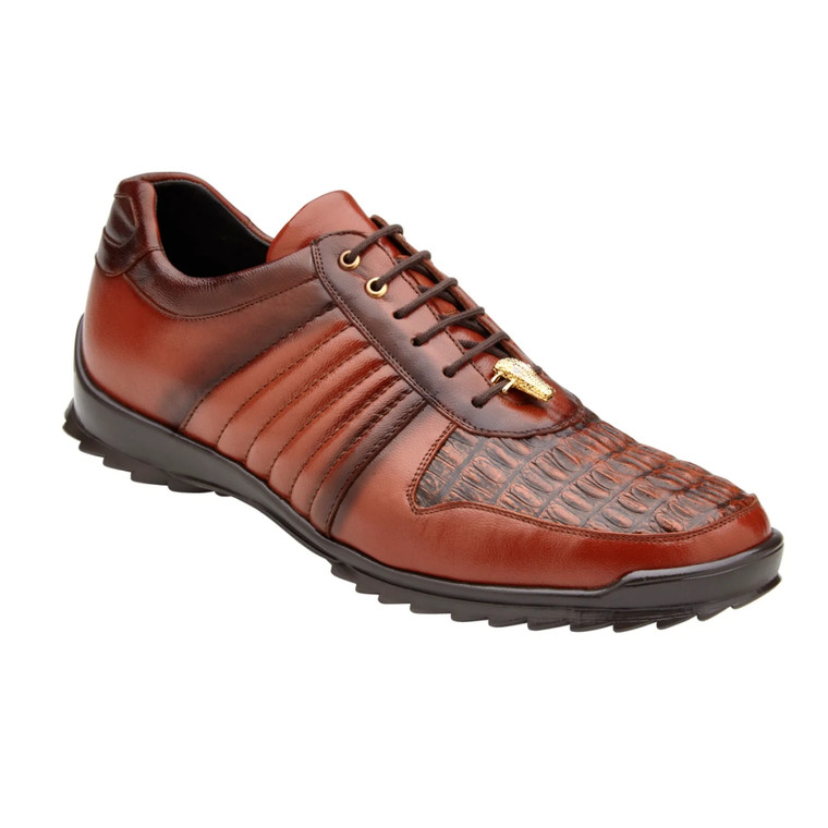 Belvedere Genuine Caiman Crocodile & Leather Sneakers - Brown