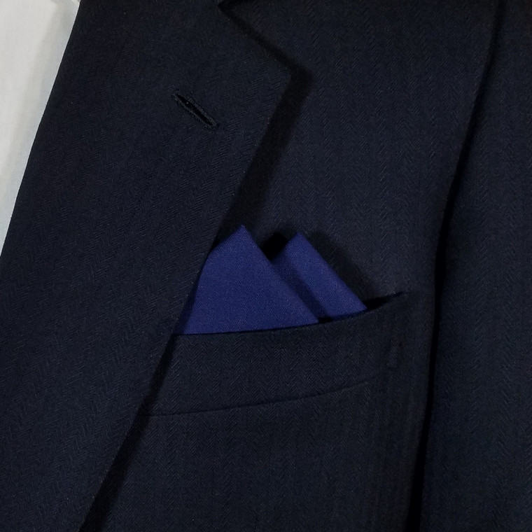 100% Cotton Pre-Folded Pocket Square Handkerchief Insert - Dark Blue