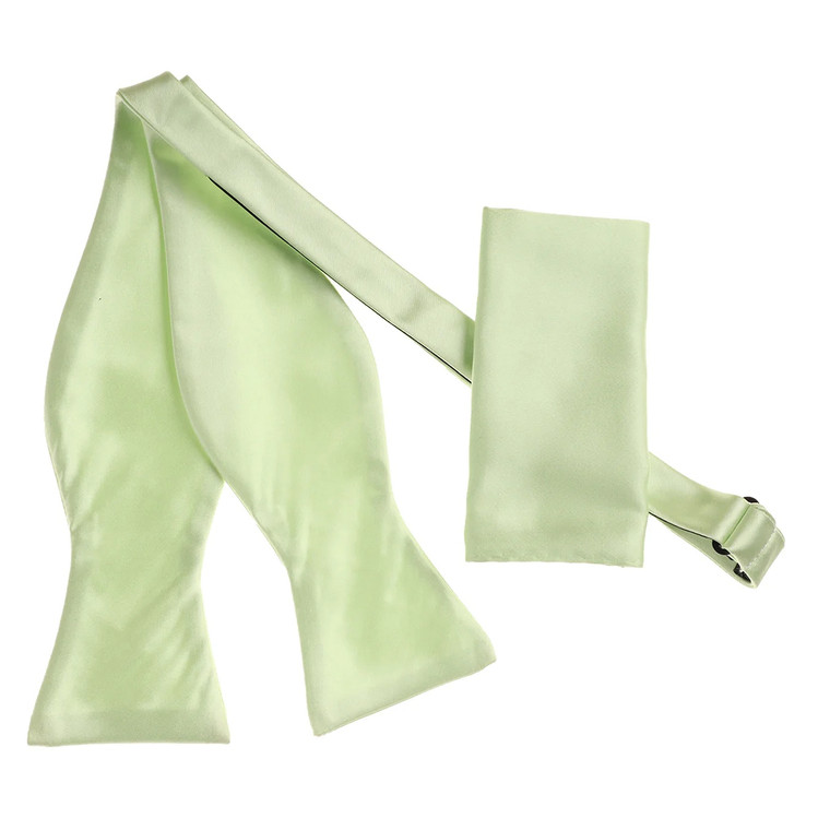 Mint Green Satin 100% Silk Self Tie Silk Bow Tie Set
