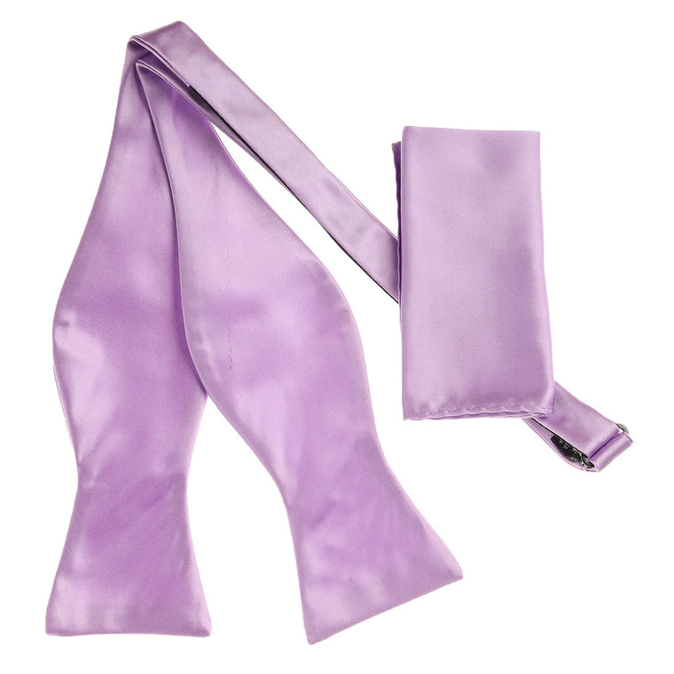 Lavender Purple Satin 100% Silk Self Tie Silk Bow Tie Set