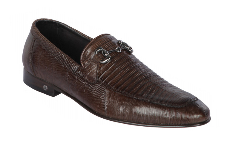 Clearance: Lombardy - Genuine Teju Lizard Horsebit Dress Loafer - Brown