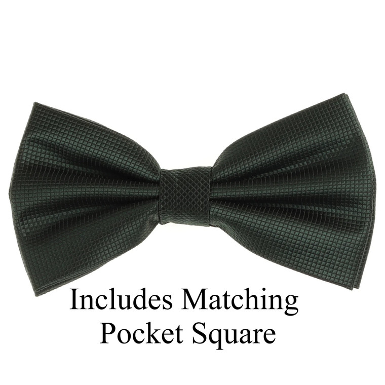 Forest Green Pin Dot Weave Pre-Tied Silk Bow Tie Set