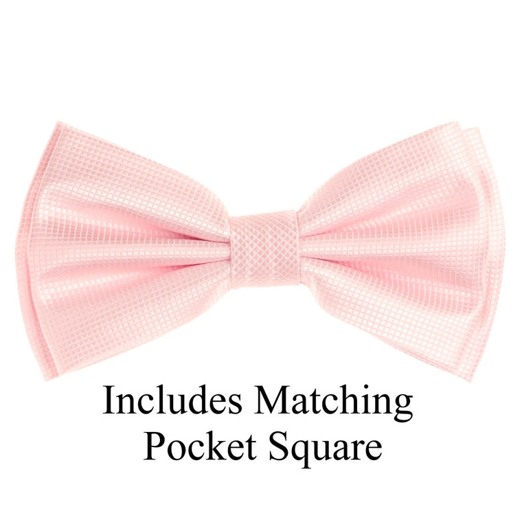 Light Pink Pin Dot Weave Pre-Tied Silk Bow Tie Set