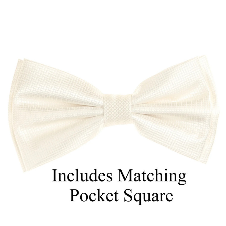 Off-White Pin Dot Weave Pre-Tied Silk Bow Tie Set