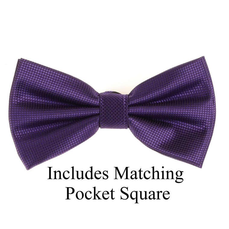 Purple Pin Dot Weave Pre-Tied Silk Bow Tie Set