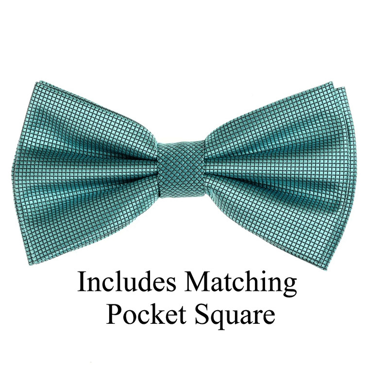 Dark Jade Pin Dot Weave Pre-Tied Silk Bow Tie Set